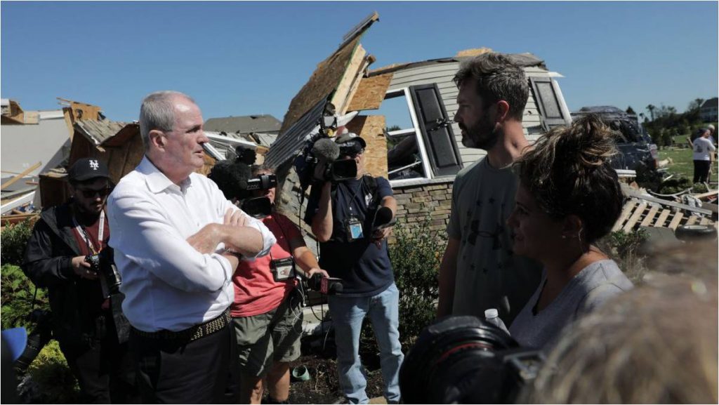New Jersey Governor Phil Murphy visits storm-ravaged Mullica Hill