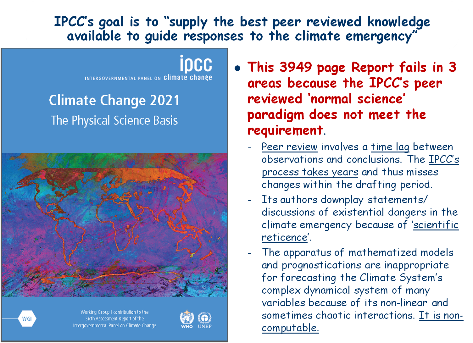 Slide 3 from my January 2022 presentation exploring issues with the reliability of the IPCC's too conservative forecasts for the future evolution of global warming and why it shouldn't be trusted.